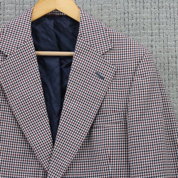 Hart Schaffner & Marx Blazer Jacket Mens Large Multicolor Plaid Two Button Front - Picture 3 of 11